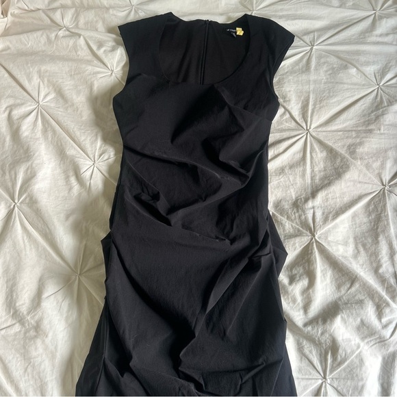 Le Chateau Womens Small Black Ruched Sheath Bodycon Midi Dress - Picture 1 of 5